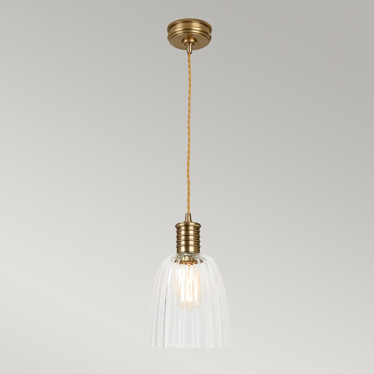 Aged Brass Vintage Pendant Light - Single Bulb Fixture