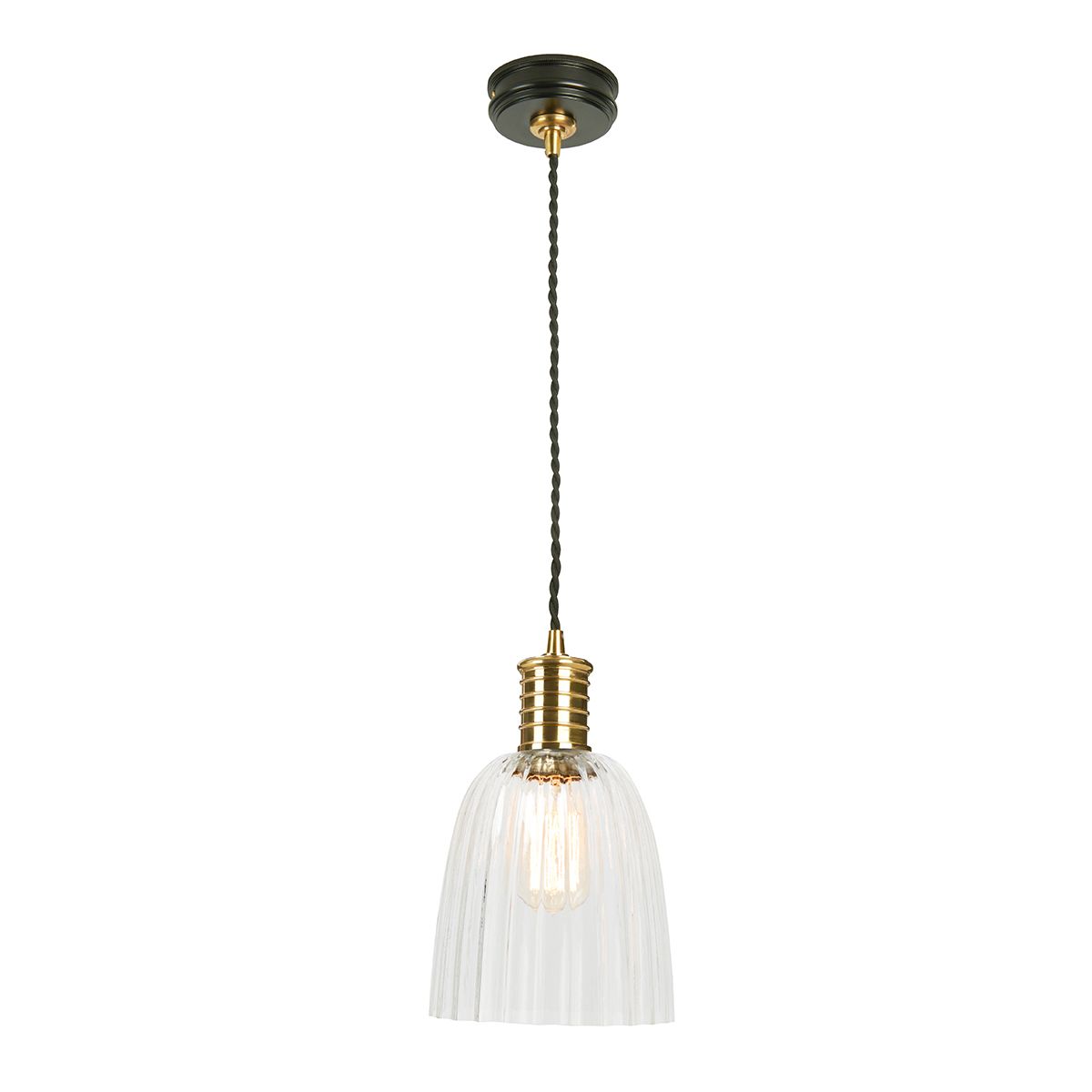 Vintage Black and Polished Brass Pendant Lamp Holder