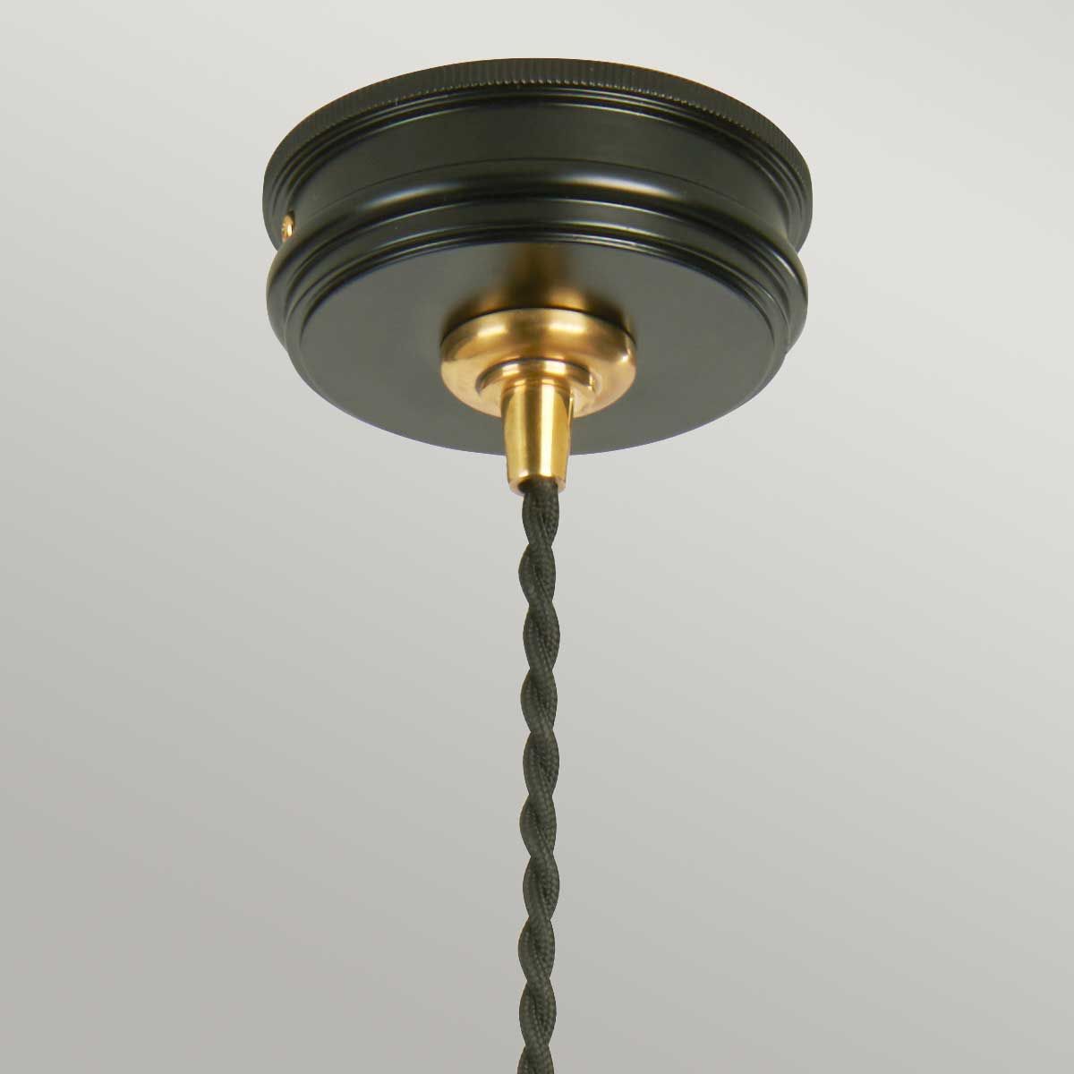 Vintage Black and Polished Brass Pendant Lamp Holder