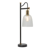 Sophisticated Vintage Douille Table Lamp in Black and Polished Brass