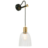 Douille Vintage-Style Wall Light in Black and Polished Brass Finish
