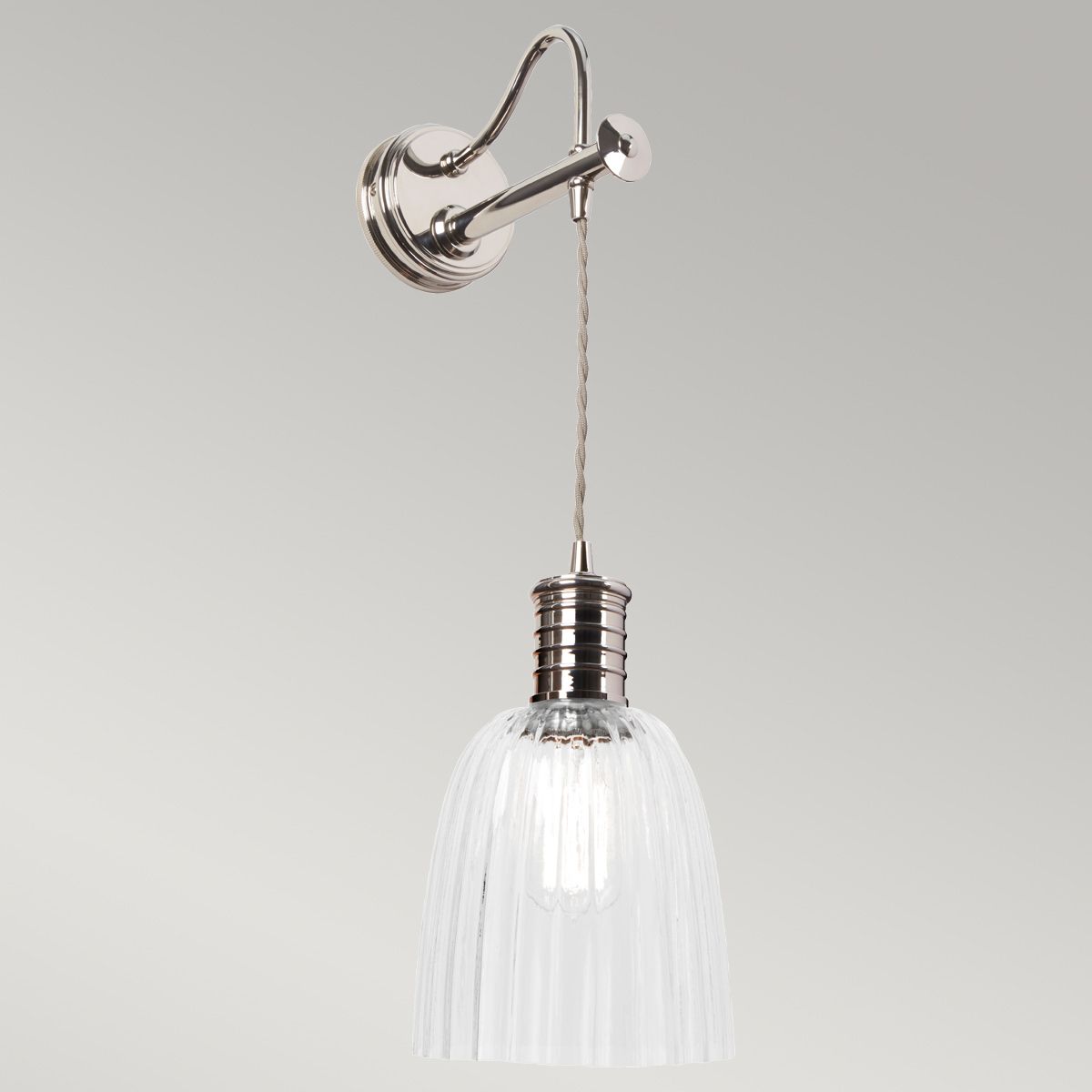 Sophisticated Polished Nickel Brass Wall Light Fixture