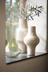 Emerald Glass Vase with Textured Stone Finish - 25x40 cm