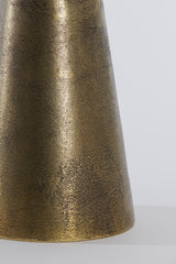 Round Ynez Side Table in Travertine Sand with Antique Bronze Base - 36x51 cm