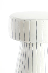 Elegant Round Side Table - White and Black Finish, 29x47 cm