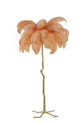 Golden Elegance Feather Floor Lamp with Peach Accents - Ø95x180 cm