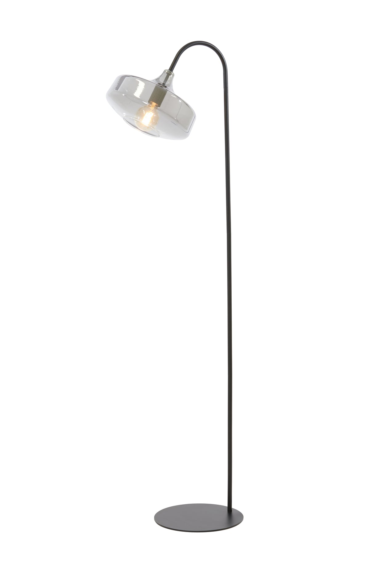 Solna Floor Lamp with Smoked Glass and Matte Black Finish, 45x29.5x160 cm