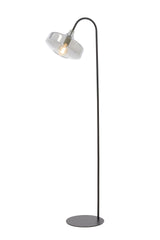 Solna Floor Lamp with Smoked Glass and Matte Black Finish, 45x29.5x160 cm