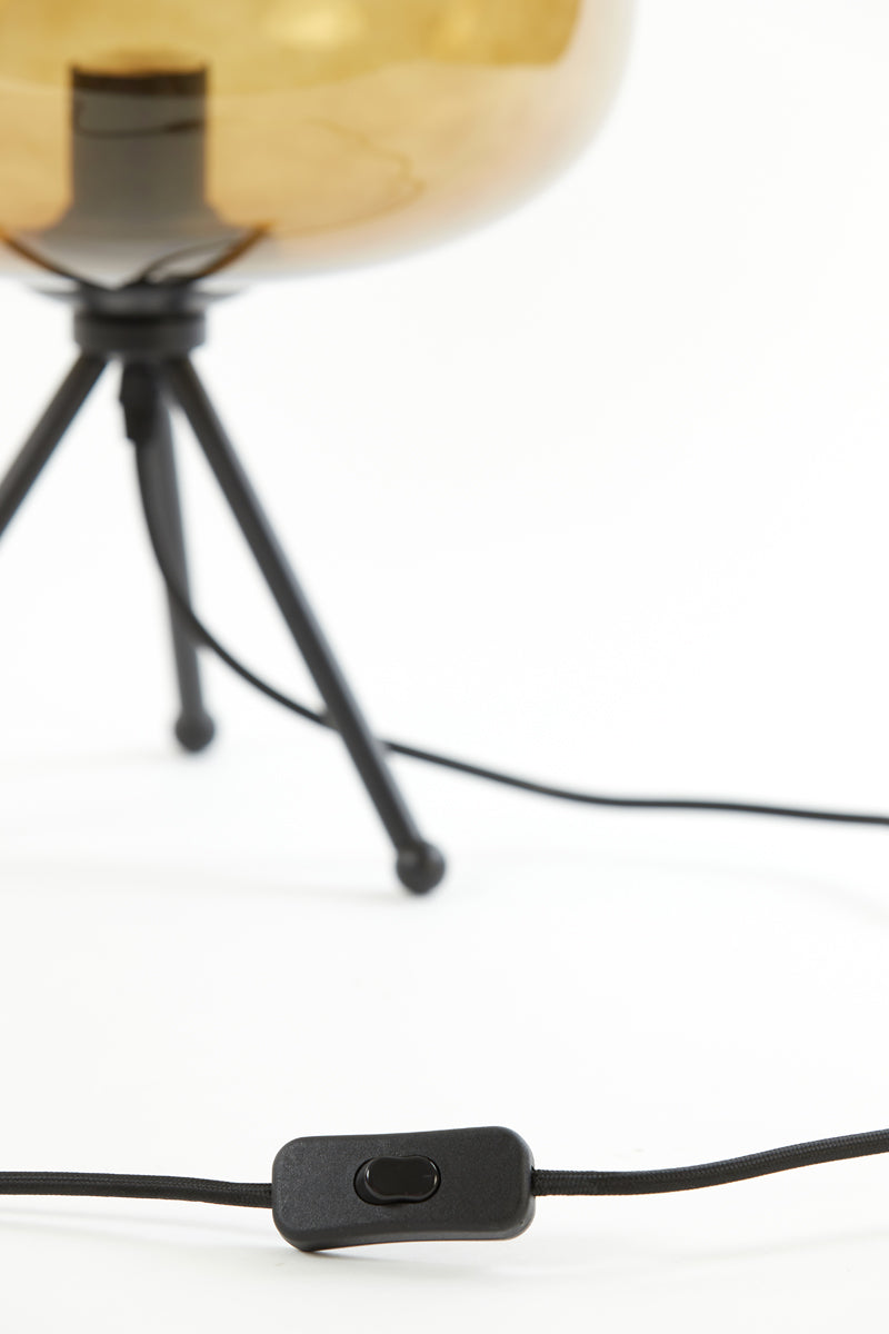 Elegant Mayson Glass Table Lamp in Warm Amber Hue and Matte Black Finish