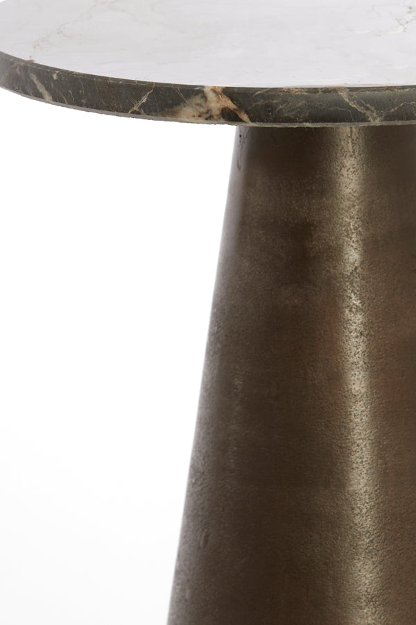 Dark Brown Marble Ynez Side Table, 29x43 cm