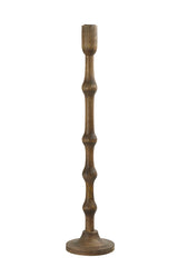 Elegant Tall Wooden Candle Holder - Dark Brown Finish, 13x60 cm