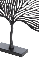 Black Leaf Sculpture on Base - 36x6x39 cm