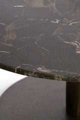 Elegant Round Dark Brown Marble Coffee Table Ø76x36 cm