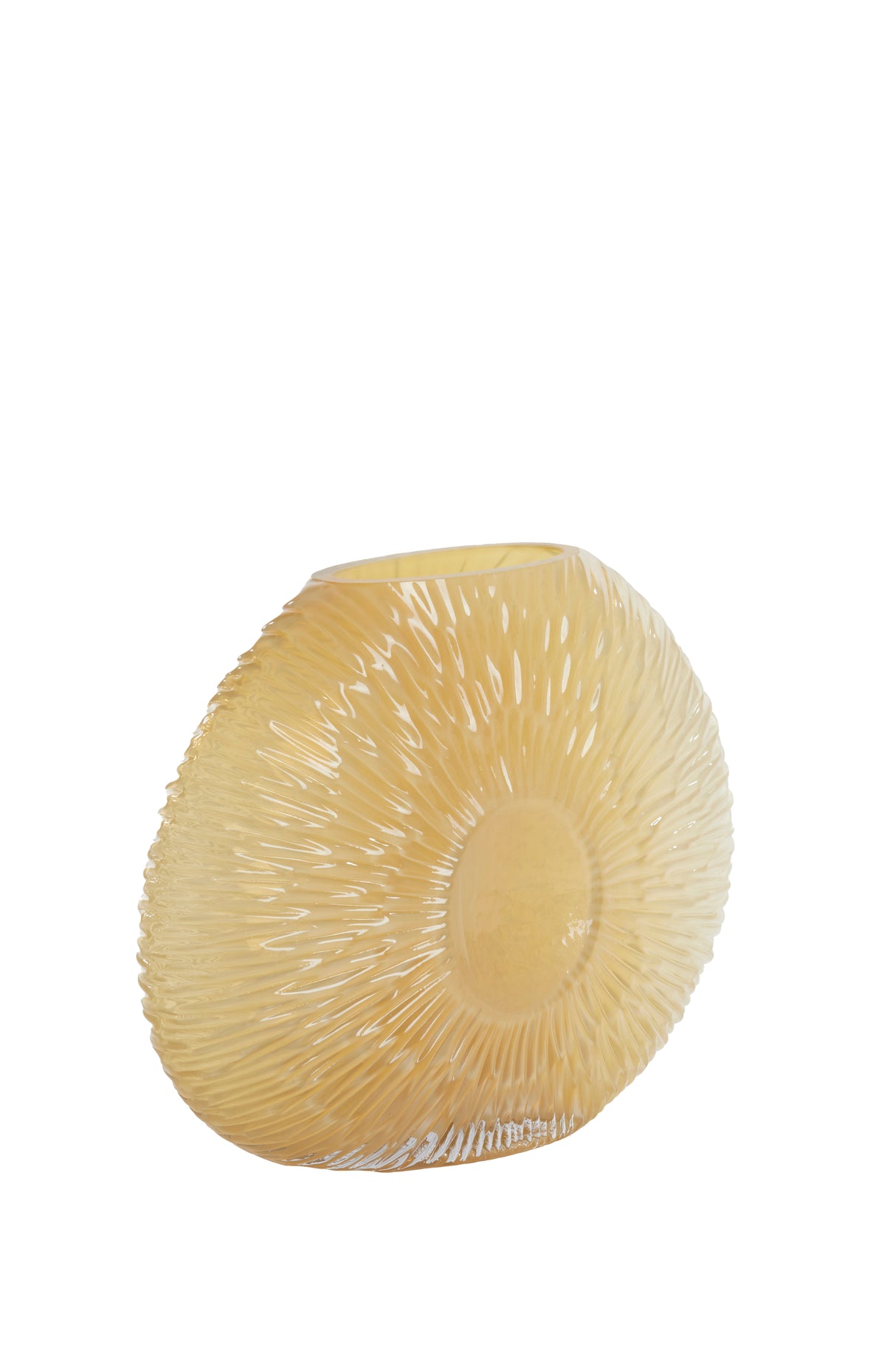 Elegant Concha Vase in Soft Yellow - 40.5x11x30.5 cm