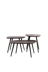 Rustic Nesting Coffee Tables Set of 3 in Distressed Wood and Black Metal