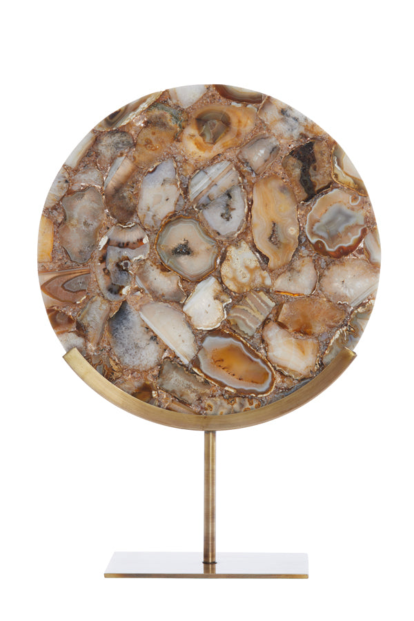 Yellow Agate and Antique Bronze Ornament on Stand 35x12x50 cm