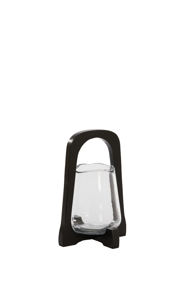 Cyclone Lantern Ø18x26.5 cm Anosy Glass Clear with Black Wood