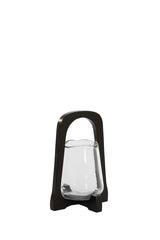Cyclone Lantern Ø18x26.5 cm Anosy Glass Clear with Black Wood