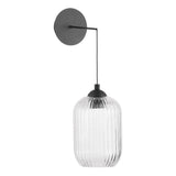 Eileen Pendant/Wall Light Matt Black and Ribbed Glass LED