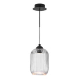Eileen Pendant/Wall Light Matt Black and Ribbed Glass LED