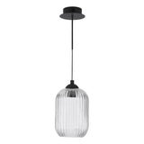 Eileen Pendant/Wall Light Matt Black and Ribbed Glass LED