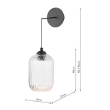 Eileen Pendant/Wall Light Matt Black and Ribbed Glass LED