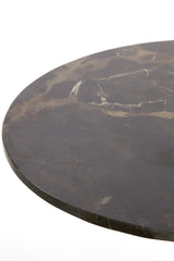 Elegant Dark Brown Marble Side Table - Ø48x53 cm