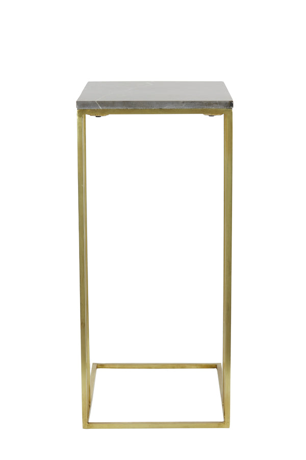 Elegant Side Table with Roshan Brown Marble and Antique Bronze Finish, 41x31x66 cm