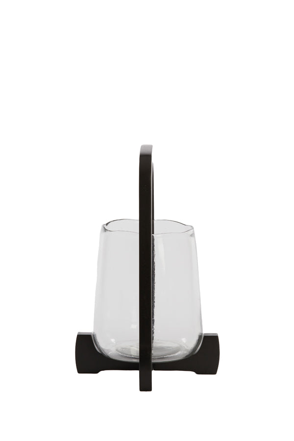 Hurricane Lamp Ø21.5x35 cm Clear Anosy Glass with Black Wood Base