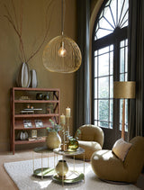 Elegant Jovany Floor Lamp in Matte Brown Wood, 135cm