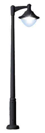 Vivi 400 Ektor 2500 MidiPilar 1L 50W E27 HighPower LED 4000K Assembled, Modern Post Lantern, Black/Clear