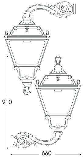 Elia Adam 60W E27 HighPower LED 3000K, Classic Wall Lantern, Black/Clear