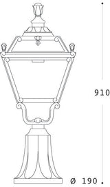 Elia Lot 11W E27 LED CCT, Classic Pedestal Lantern, Black/Clear