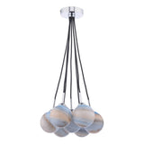 Elpis 7 Light Cluster Pendant Polished Chrome With Planet Style Glass