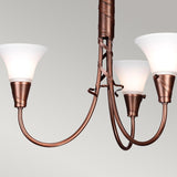 Elegant Copper Patina 3-Light Chandelier with Ribbon Design