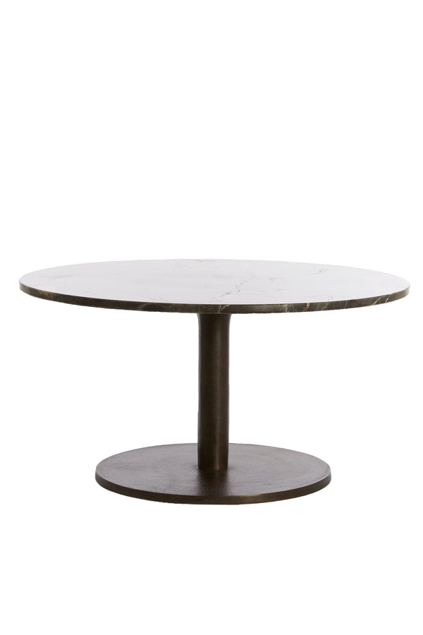 Elegant Round Dark Brown Marble Coffee Table Ø76x36 cm