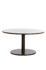 Elegant Round Dark Brown Marble Coffee Table Ø76x36 cm