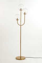 Gold and Clear Glass Triple Light Floor Lamp 162 cm