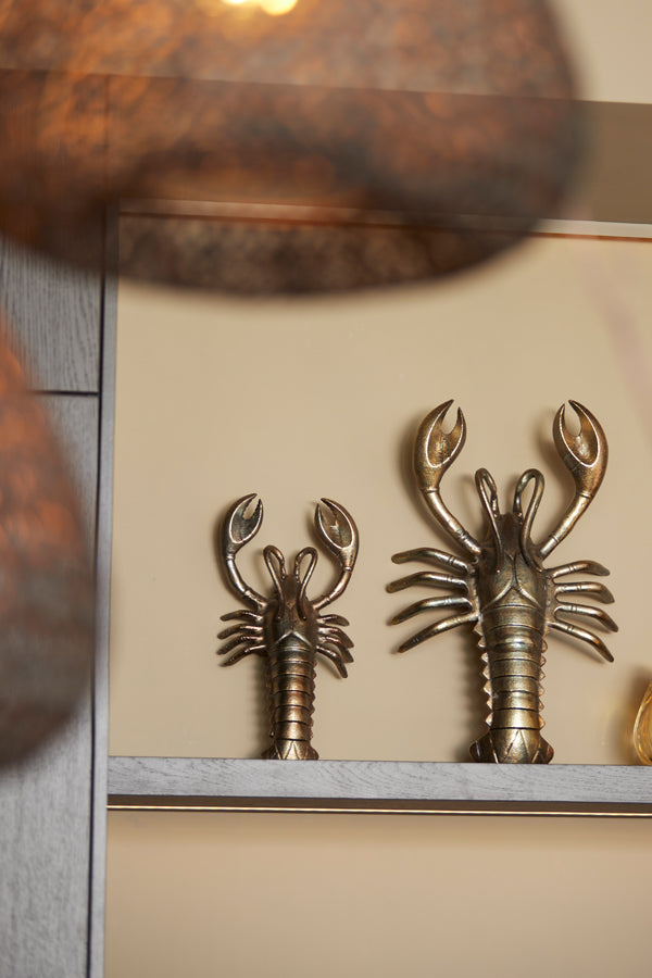 Ornamental Lobster Sculpture in Antique Bronze Finish - 50x32x15 cm