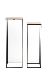 Antique Bronze and Black Pillar Set - 25x25x80 & 30x30x90.5 cm