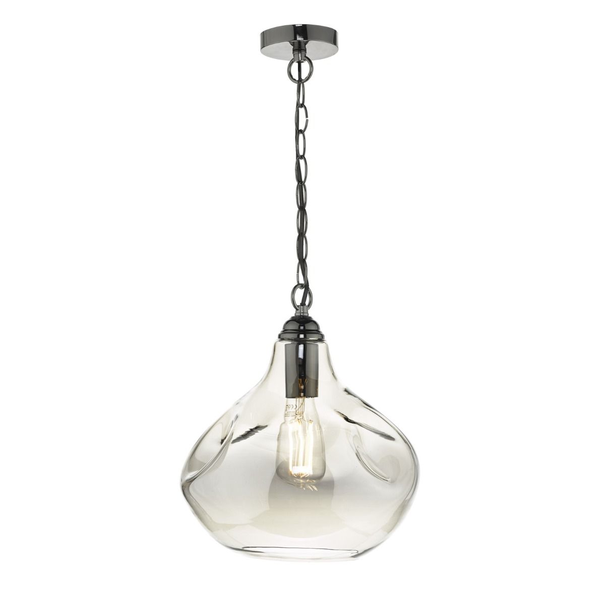 Esarosa 1 Light Pendant Black Chrome And Smoked Glass
