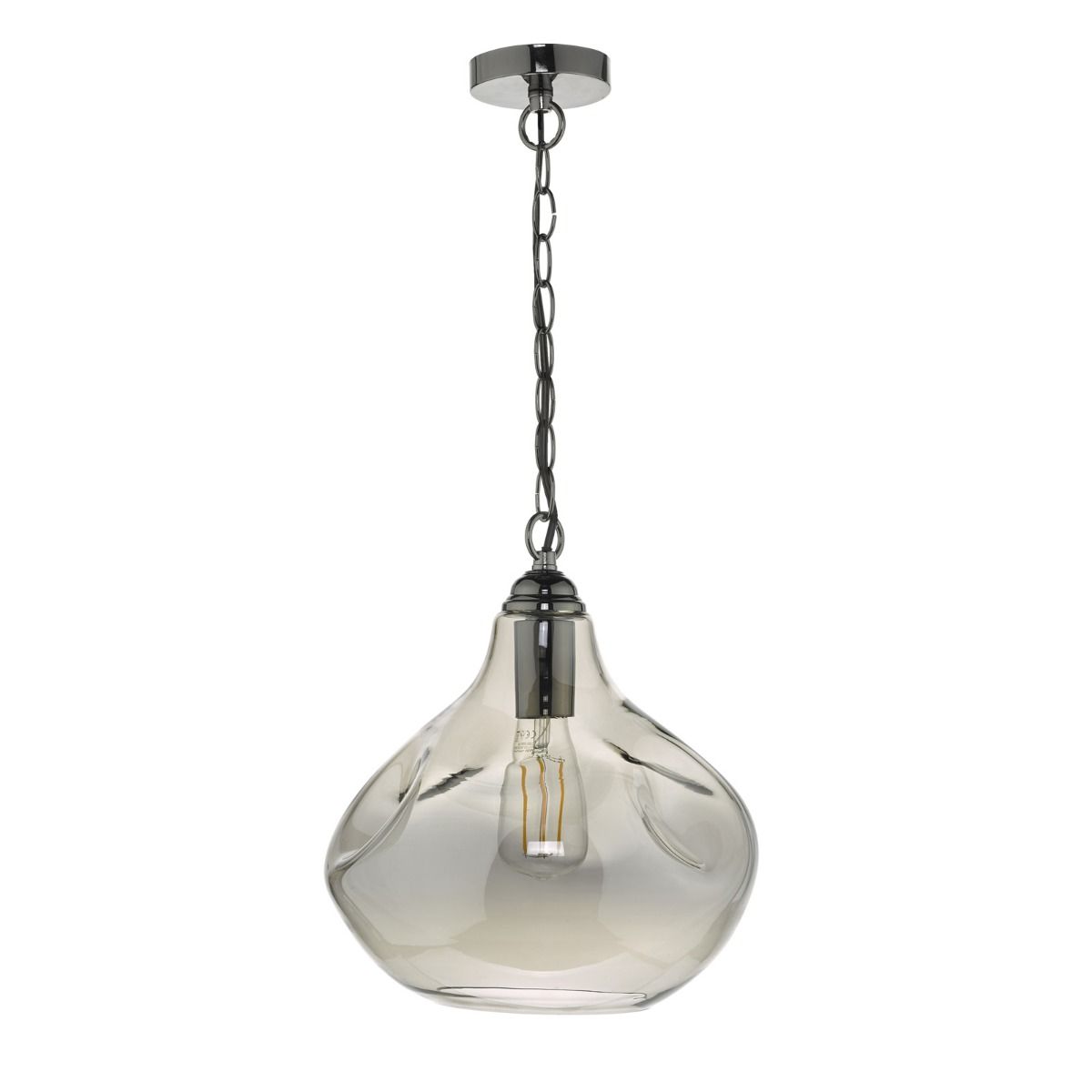Esarosa 1 Light Pendant Black Chrome And Smoked Glass