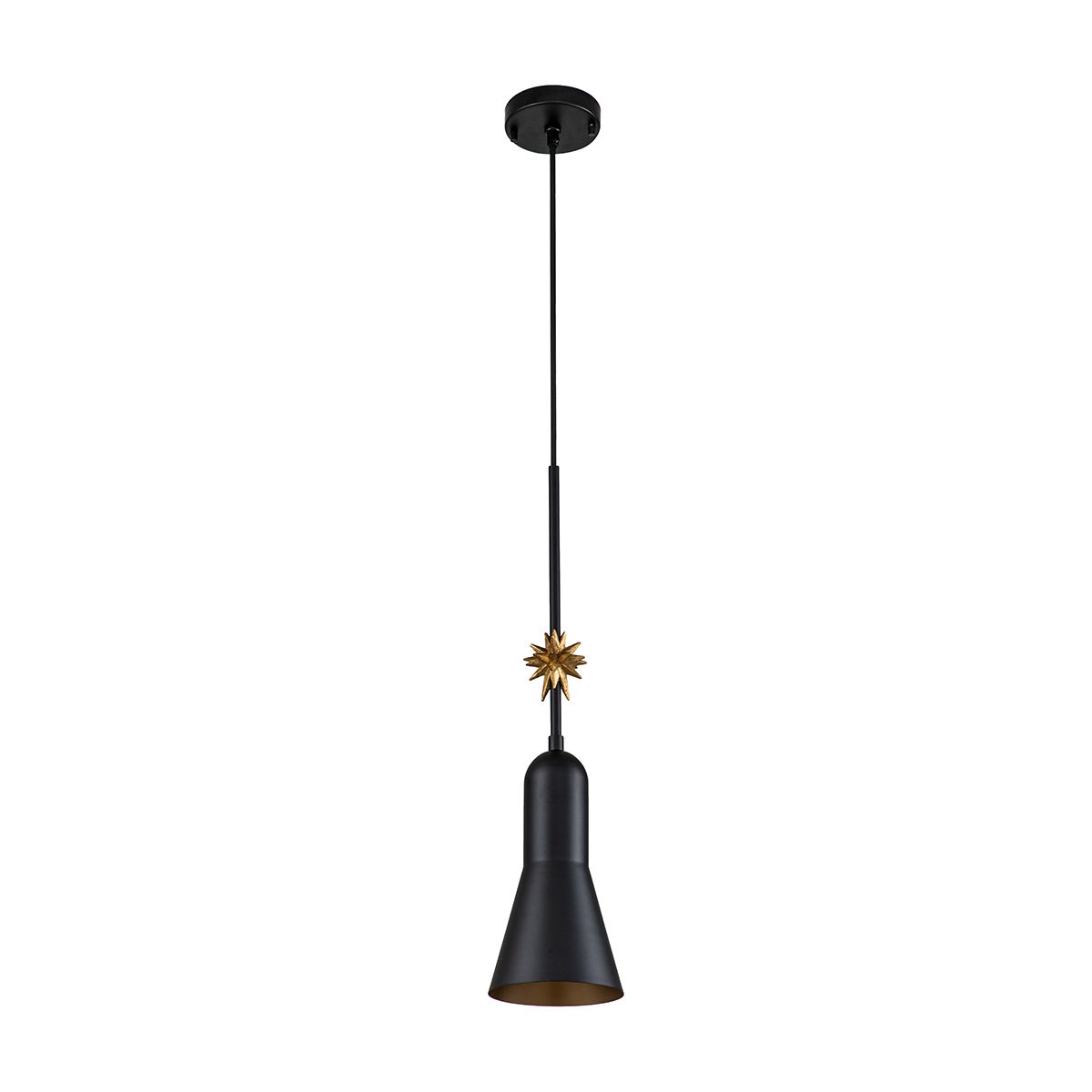 Etoile 1lt Small Pendant - Matte Black and Gold Leaf Matte Black and Gold Leaf