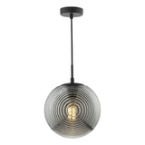 Evander Single Pendant Matt Black and Smoked Glass