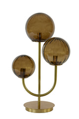 Elegant Magdala Glass and Gold Table Lamp - 3-Light, 38x20x60 cm