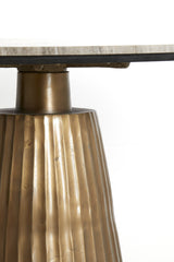 Round Marble Dining Table with Antique Bronze Base - Taupe Finish