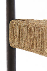 Delmar Dark Brown Wood Chair with Seagrass Accents - 60.5x57x76.5 cm