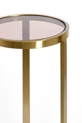 Column Vase Ø30x60.5 cm in Retiro Glass with Brown and Light Gold Finish