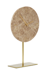 Elegant Brown Moreno Marble Clock with Base - 25.5x10x42.5 cm