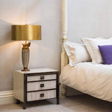 Bienville Vintage-Inspired Table Lamp with Dual-Tone Metallic Finish and Oversized Drum Shade
